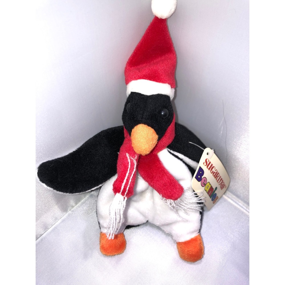 Sugarloaf Beanies Penguin Plush 1996 Holiday Santa Hat Scarf Vintage Bean BagToy
